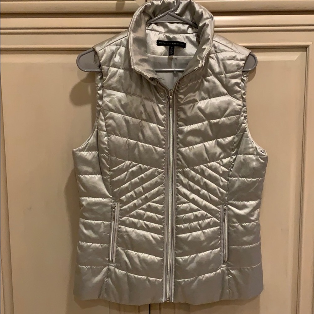 White House Black Market silver puffy vest